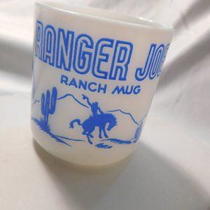 RANGER JOE RANCH MUG MILK GLASS HAZEL ATLAS VINTAGE 1950's